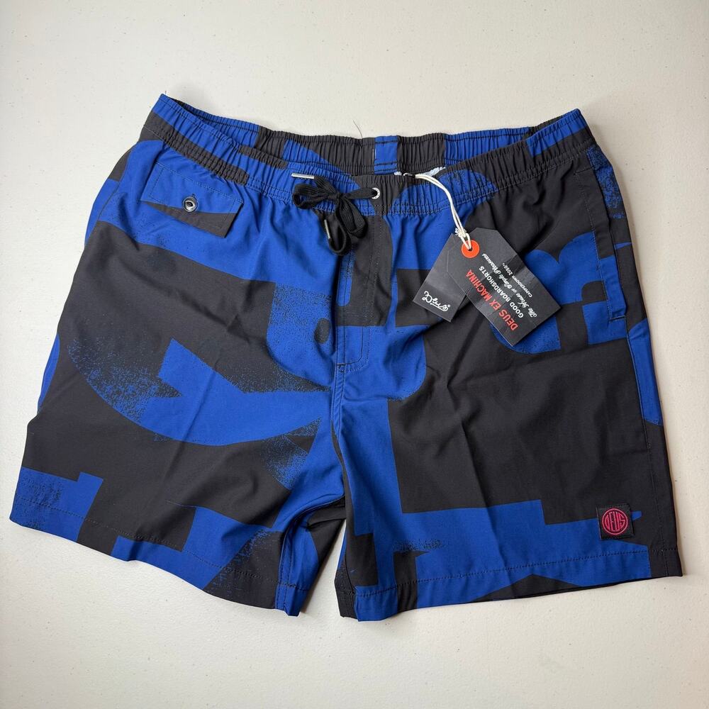 NWT Deus Ex Machina Arithmetic Boardshort Blue Graphic Print Size L